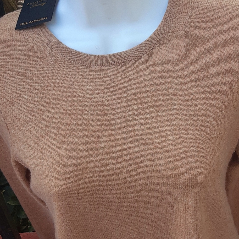 NWT Charter Club Macy's Womens 100% 2 Ply Cashmere  Sweater XS S Camel $125